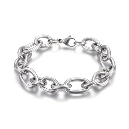 304 Stainless Steel 8mm Cable Chains Bracelets, with Lobster Claw Clasps,