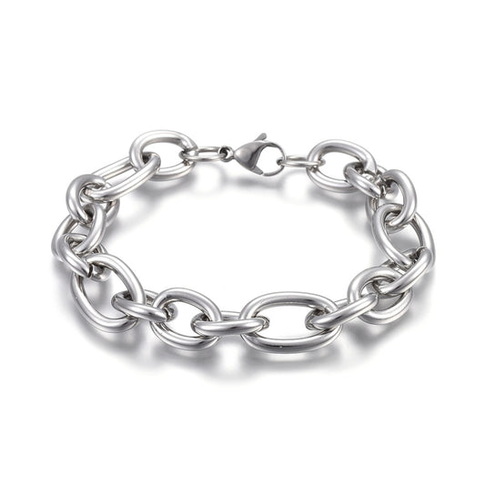 304 Stainless Steel 8mm Cable Chains Bracelets, with Lobster Claw Clasps,