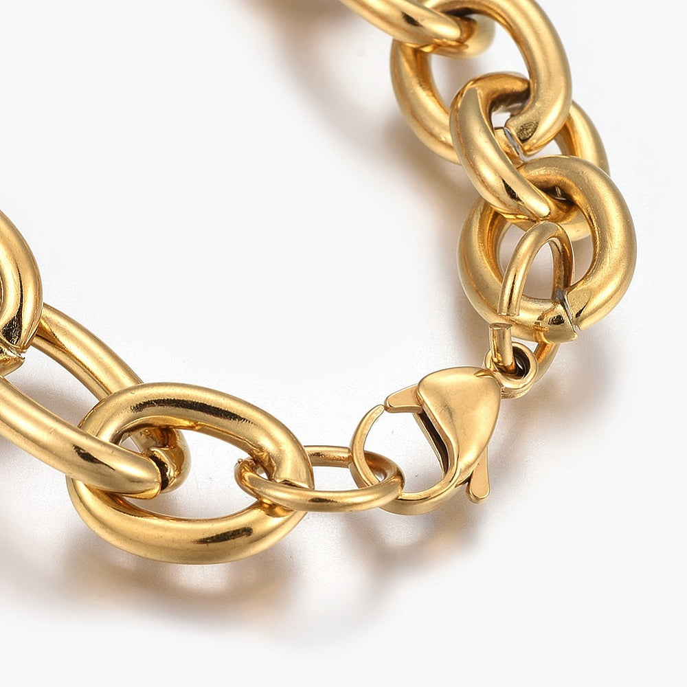 304 Stainless Steel 8mm Cable Chains Bracelets, with Lobster Claw Clasps,