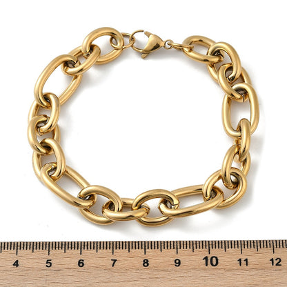 304 Stainless Steel 8mm Cable Chains Bracelets, with Lobster Claw Clasps,