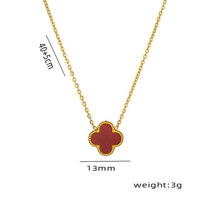 Luxury Stainless Steel Lucky Clover 18K Gold Plated Necklaces – Red, Pink, Black