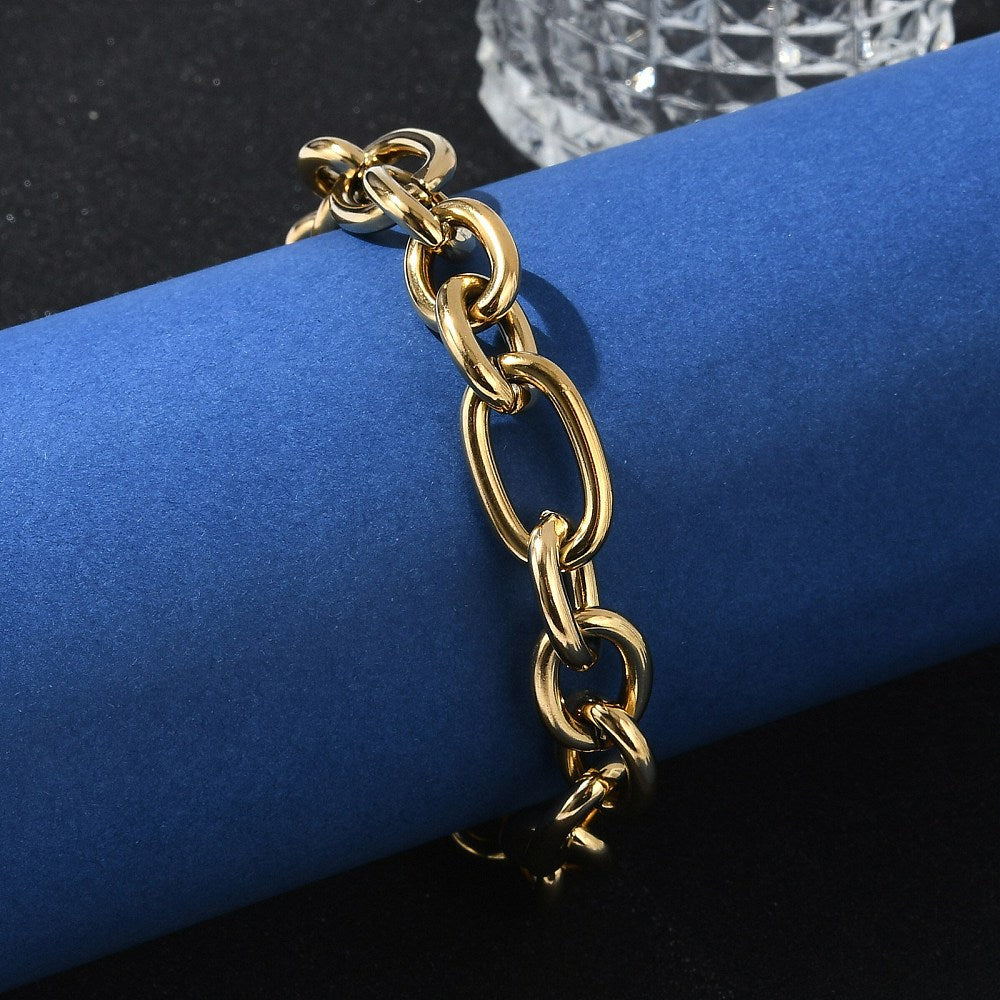 304 Stainless Steel 8mm Cable Chains Bracelets, with Lobster Claw Clasps,