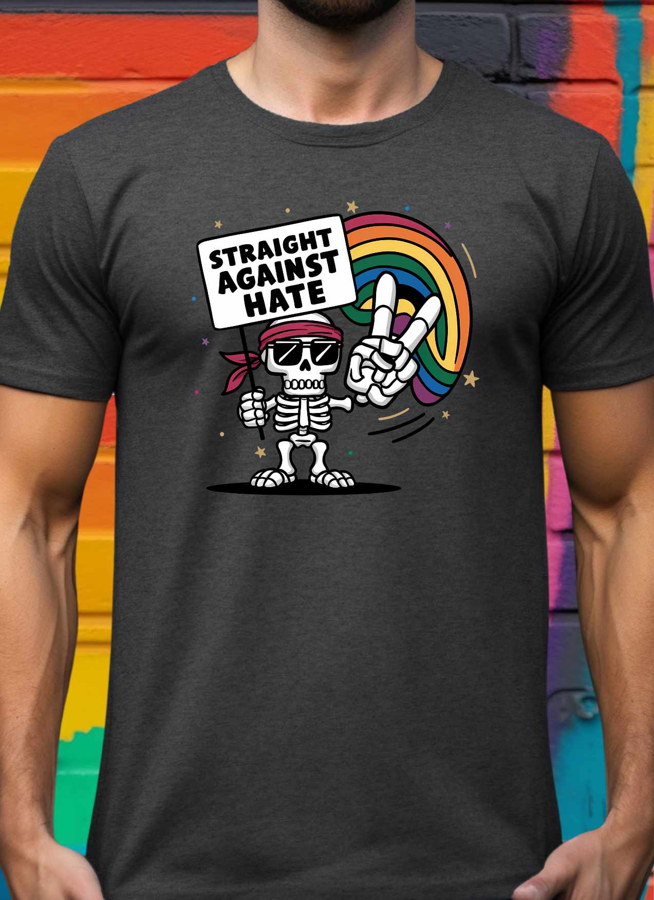 Peace Love Pride Straight against Hate LGBTQ+ Halloween EDITION Statement T-shirt Summer