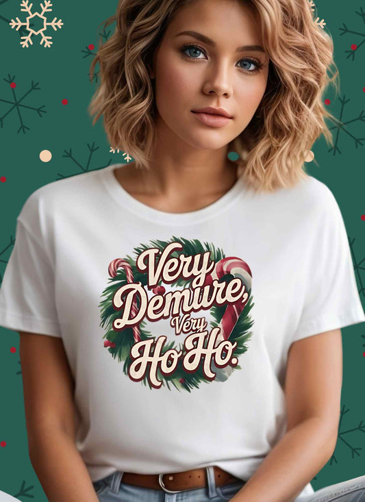 Very Demure Very Ho Ho Christmas T-shirt Casual Cotton Top Summer