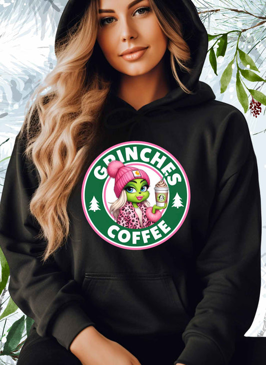 Green Lady Coffee Christmas T-shirt Casual Cotton Top Summer