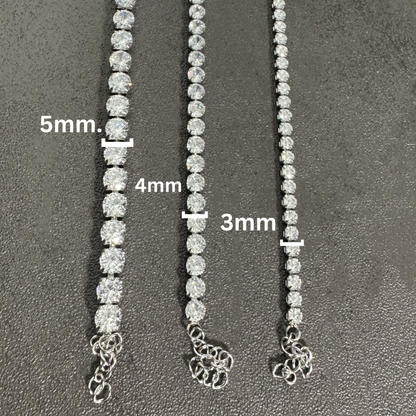 Hip Hop Titanium Steel Tennis Bracelet Full Cubic Zirconia Paved Iced Out Chain