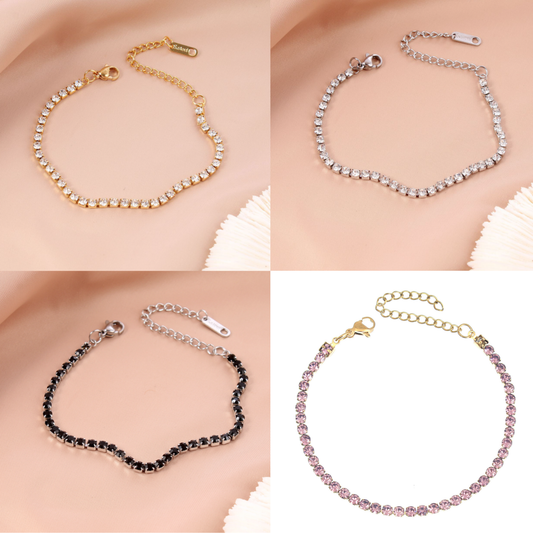 Tennis Bracelet Stainless Steel Zircon for Men Women Micro-set Full Diamond Iced