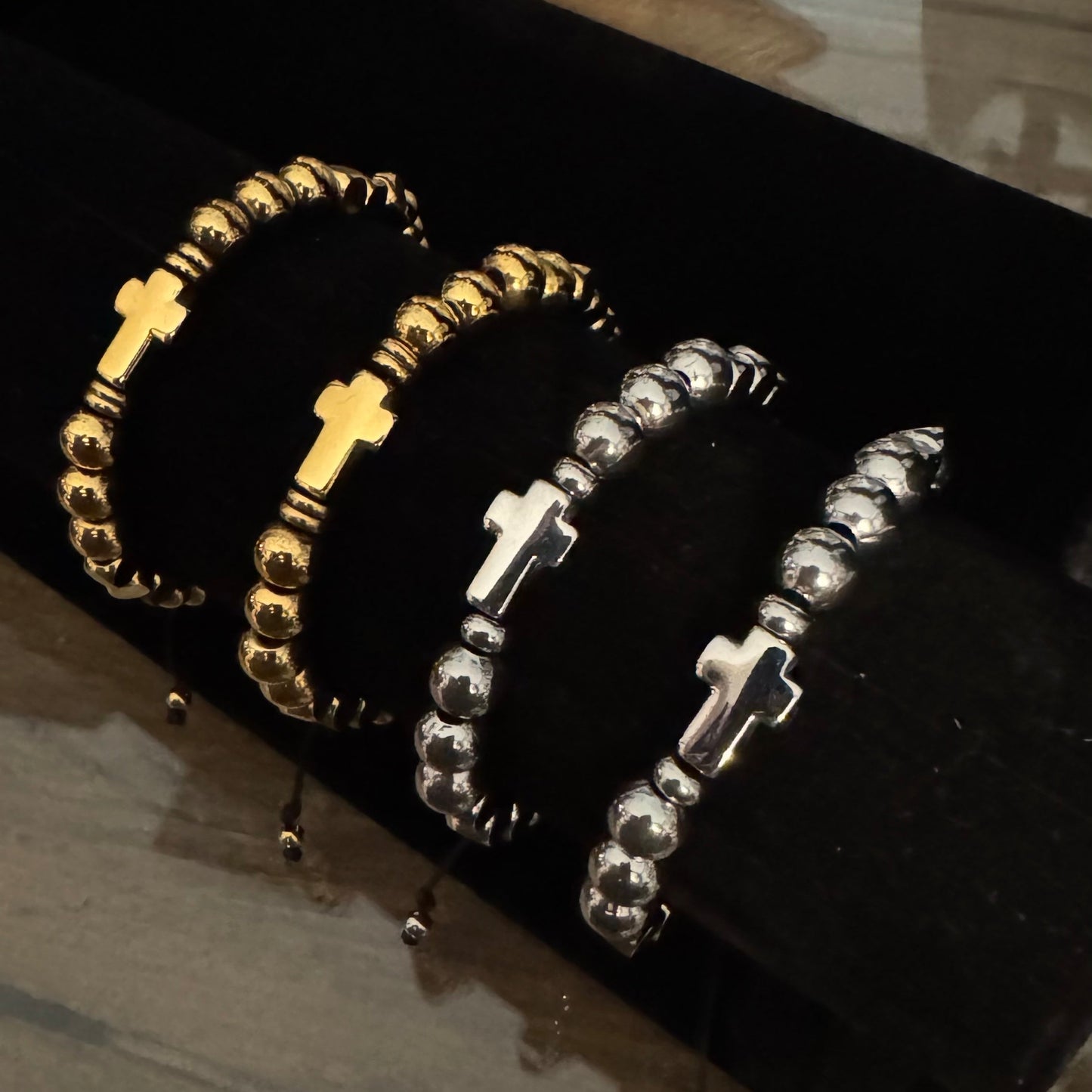 Minimalist Stainless Steel - Gold Plated Mens Unisex Women Beaded Bracelet