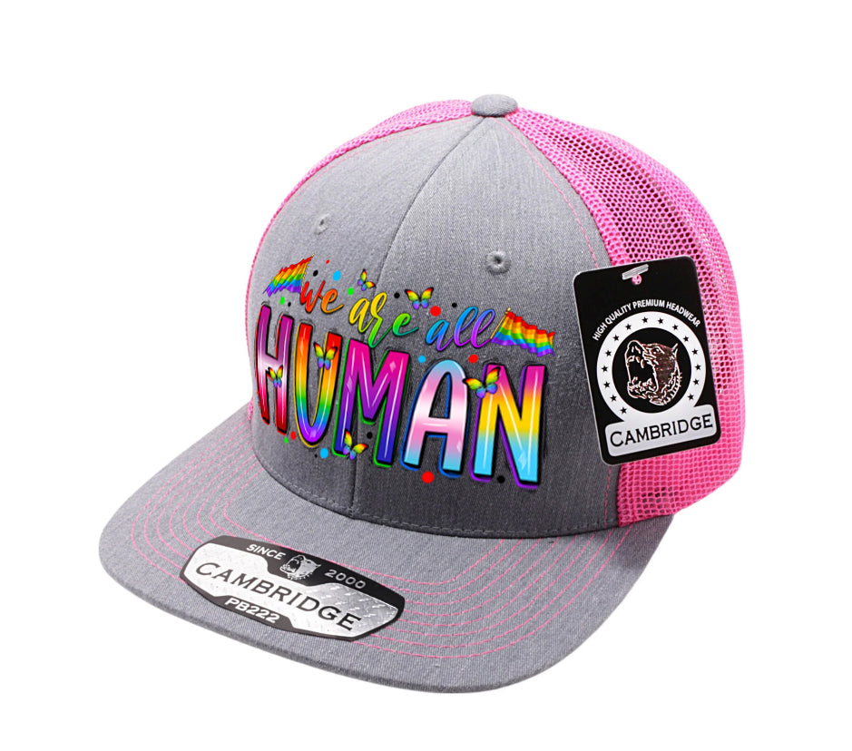 LGBTQ+ We are All Human Adjustable Trucker Cap Mesh Back Hat Dad Hat Trucker Hat for Men Women