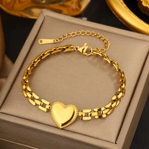 Vintage Stainless Steel Bracelet For Women 18k Gold Plated