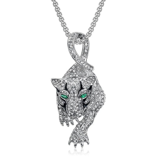 Hip-Hop Jaguar Titanium Steel Enamel Plating Rhinestones.