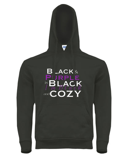 Pullover Hoodie Black and Purple is Black and Cozy