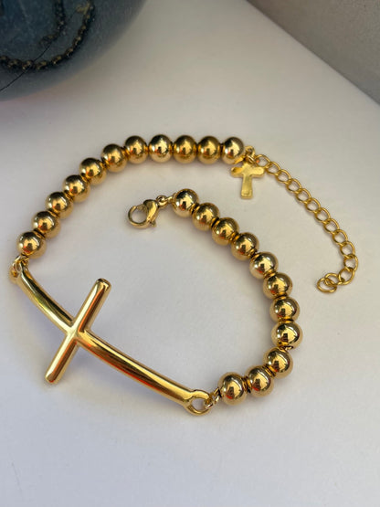 Stainless Steel Cross Bracelet Gold and silver