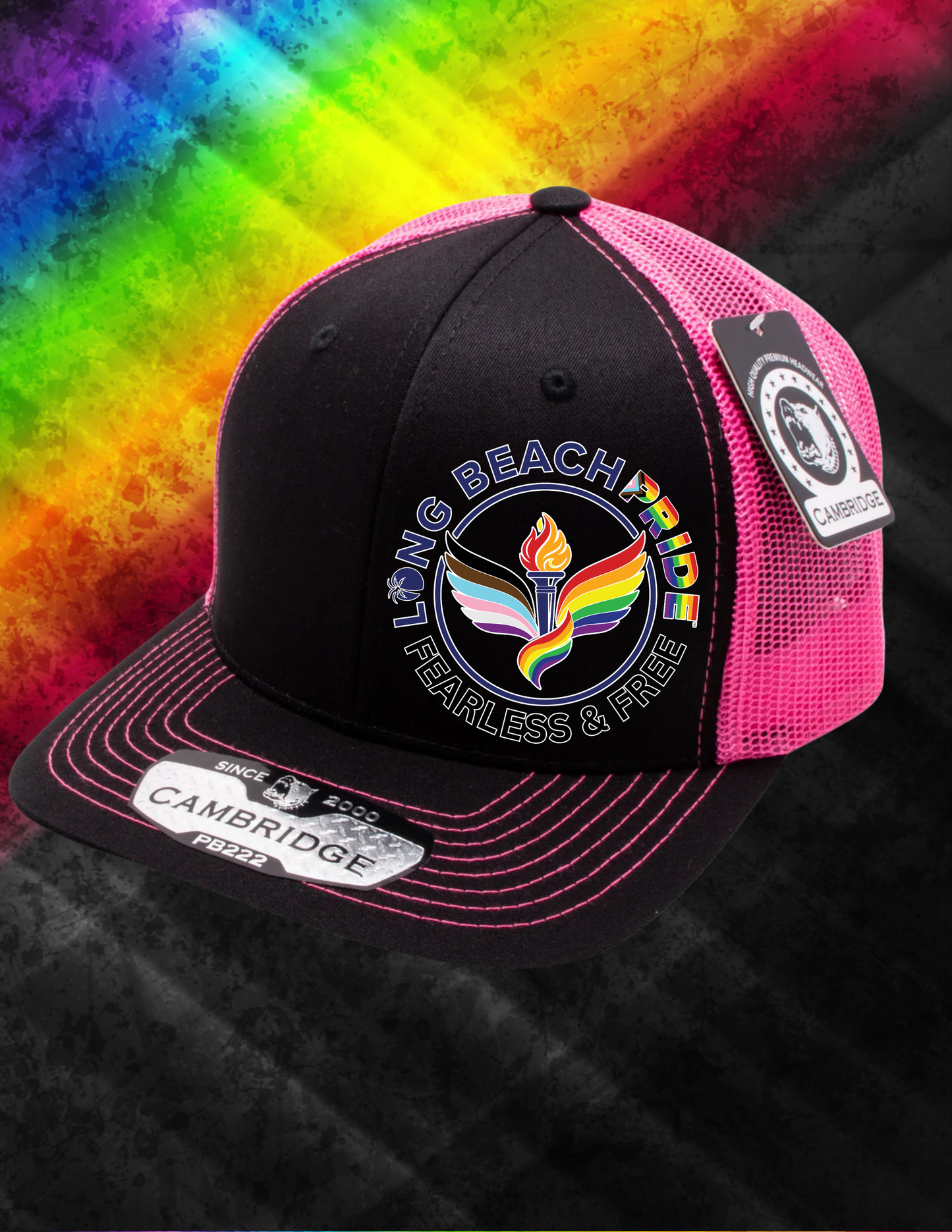 lgbtq pride cap with bold fearless and free message
