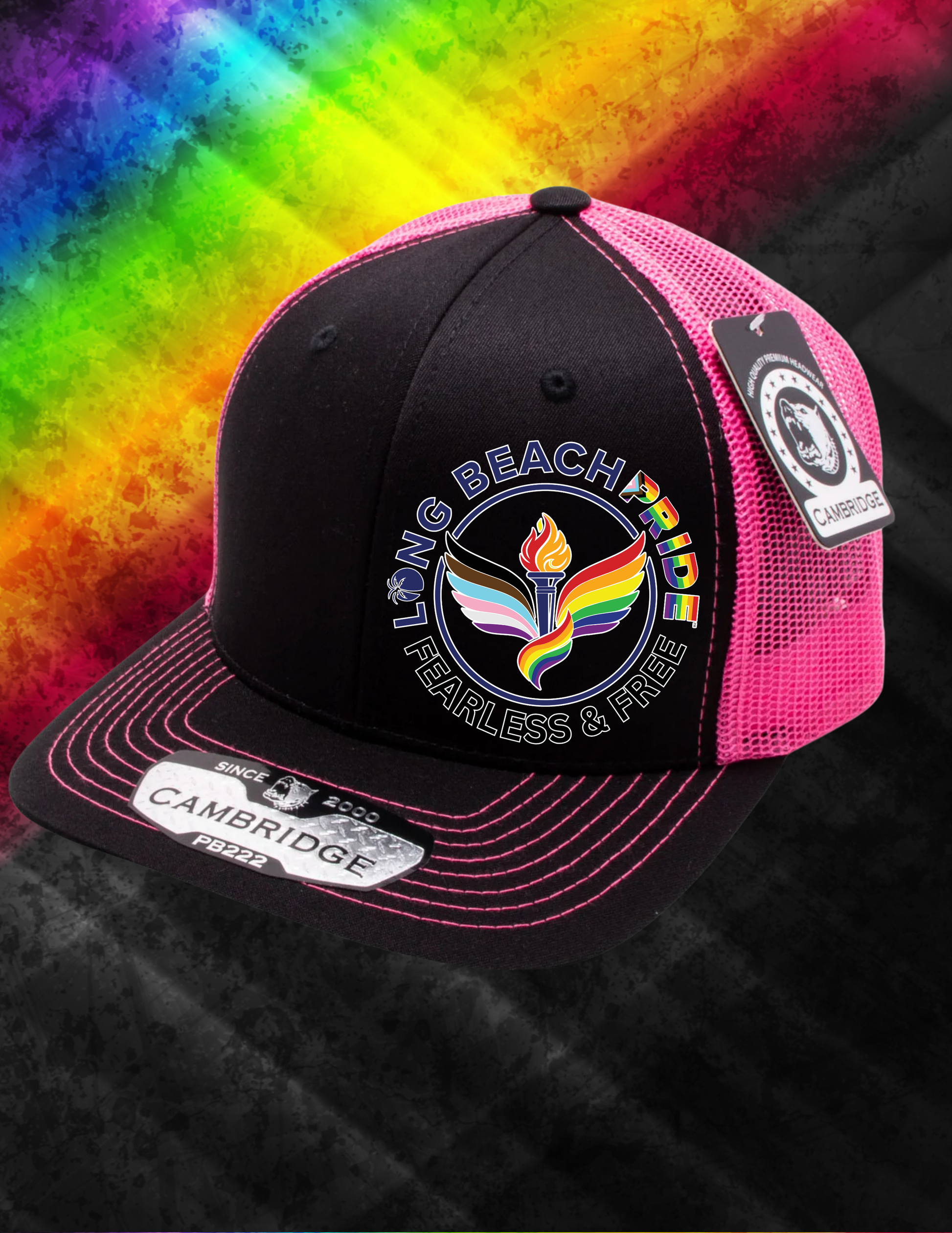 lgbtq pride cap with bold fearless and free message
