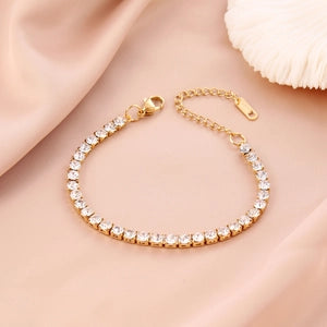 Tennis Bracelet Stainless Steel Zircon for Men Women Micro-set Full Diamond Iced Out
