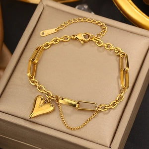 Vintage Stainless Steel Bracelet For Women 18k Gold Plated Butterfly Roman Numeral