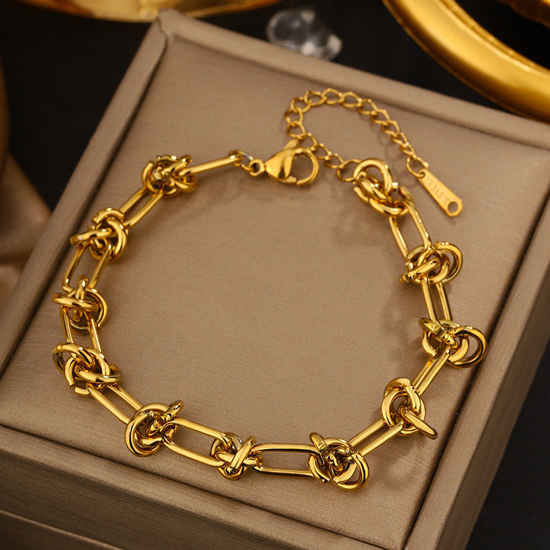 Vintage Stainless Steel Bracelet For Women 18k Gold Plated Butterfly Roman Numeral