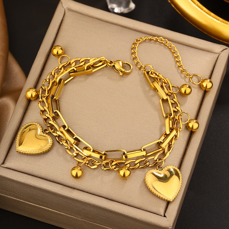 Vintage Stainless Steel Bracelet For Women 18k Gold Plated Butterfly Roman Numeral