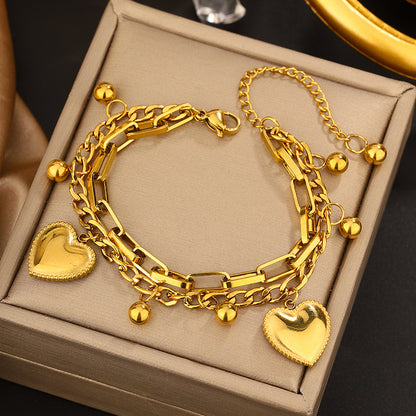 Vintage Stainless Steel Bracelet For Women 18k Gold Plated Butterfly Roman Numeral