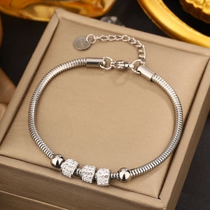 Vintage Stainless Steel Bracelet For Women 18k Gold Plated Hearts