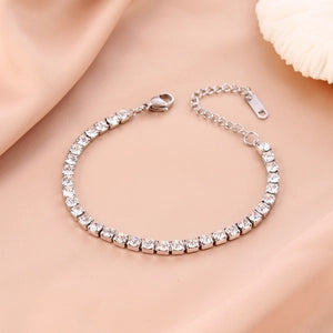 Tennis Bracelet Stainless Steel Zircon for Men Women Micro-set Full Diamond Iced