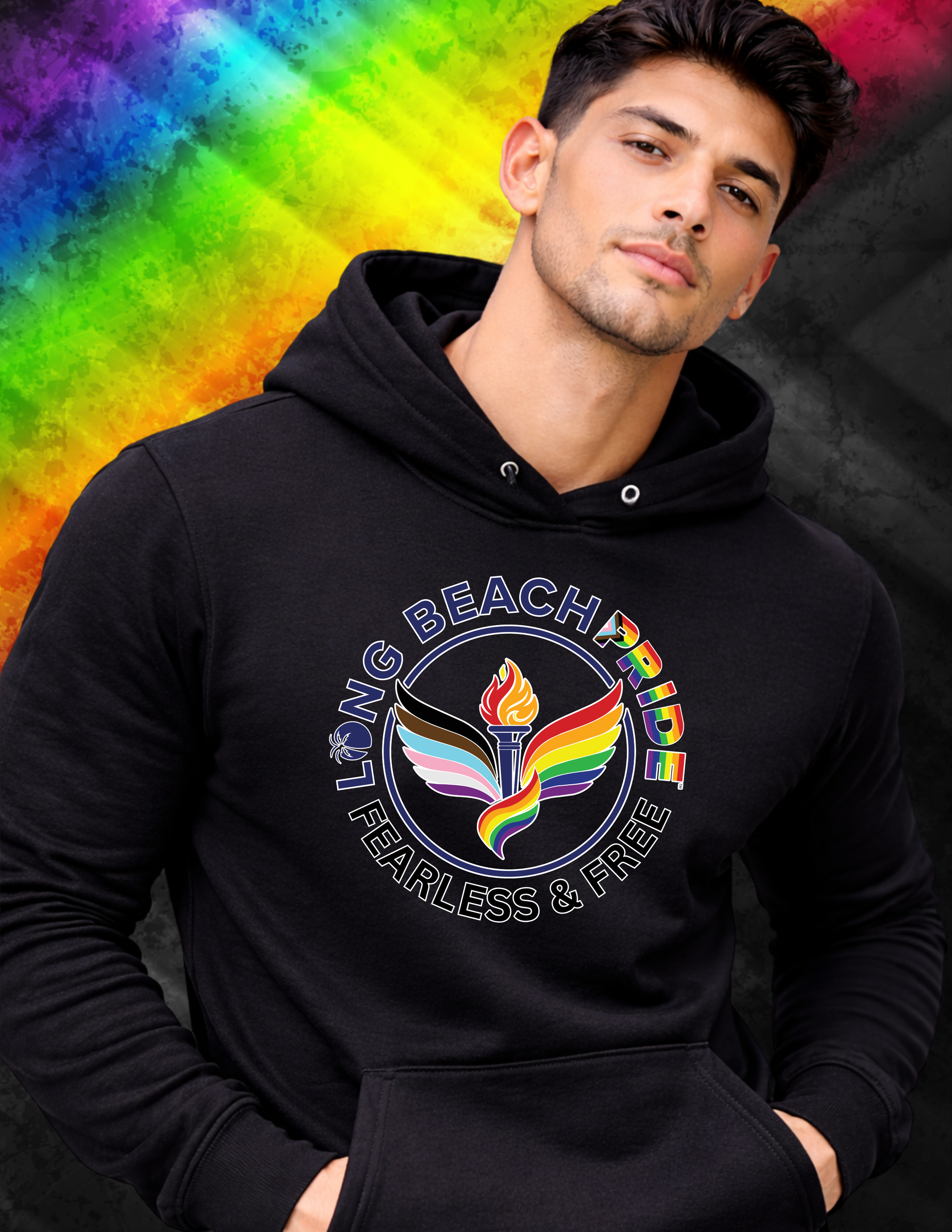 unisex pride shirt styled for long beach pride event