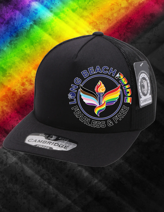 pride festival outfit featuring fearless and free hat