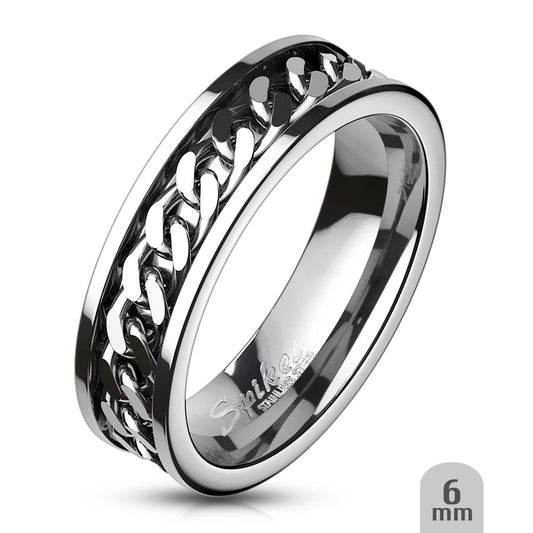 Spinning Chain Center 316L Surgical Stainless Steel Ring