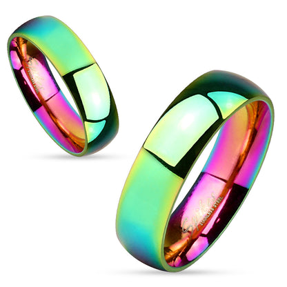 LGBTQ+ Pride Dome Rainbow IP Stainless Steel Couple Ring