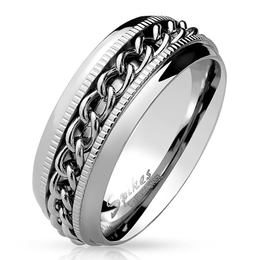 Chain Center Spinner and Diacut Lined Stainless Steel Rings