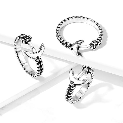 Anchor and Rope Stainless Steel Ring