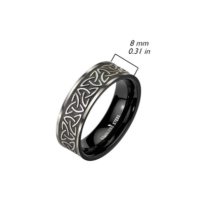 Tribal Celtic Trinity Knot Black Stainless Steel Ring