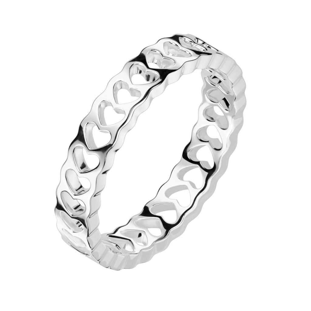 Hollow Heart Stainless Steel Band Ring