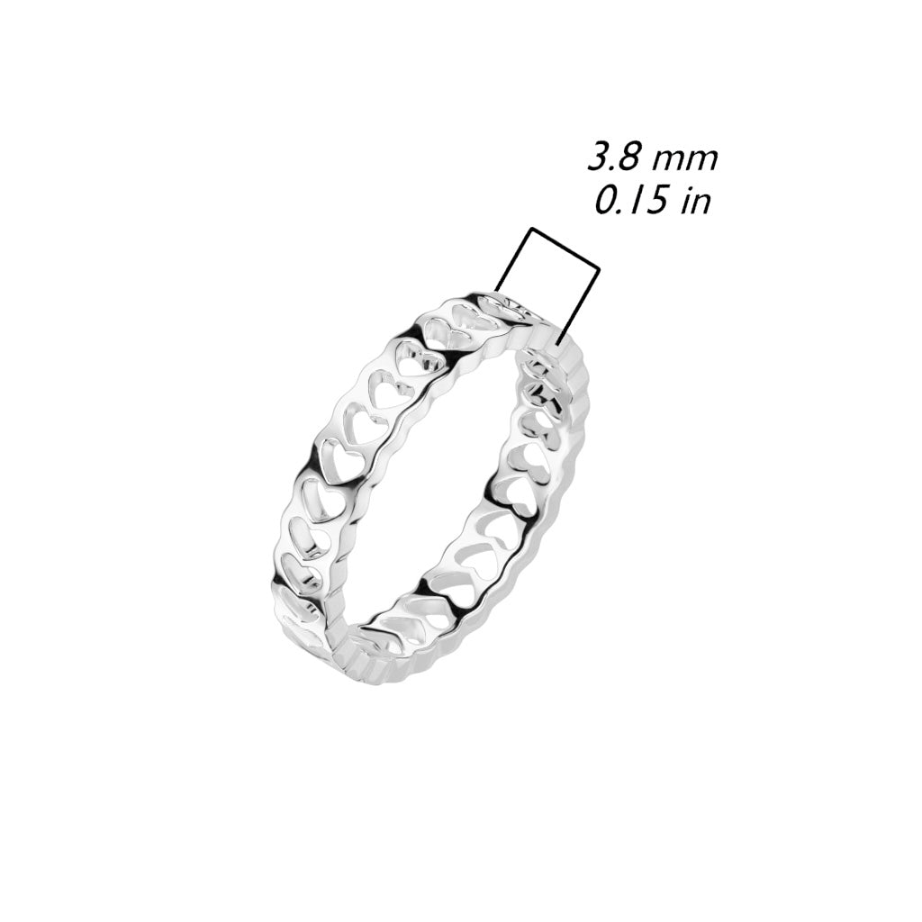 Hollow Heart Stainless Steel Band Ring