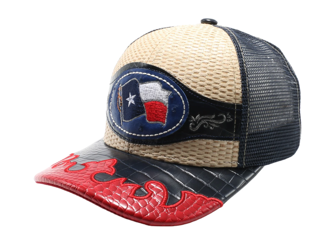 STRAW HAT TX FLAG BEIGE/NAVY