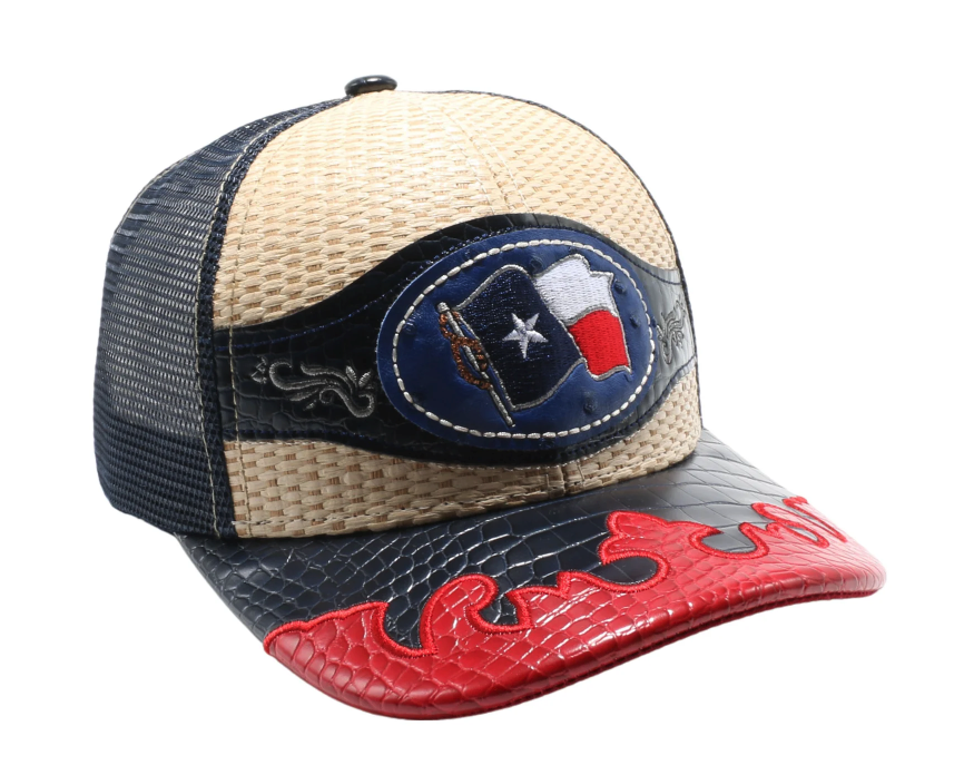 STRAW HAT TX FLAG BEIGE/NAVY