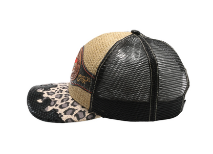 STRAW HAT TX MAP NATURE/BLACK