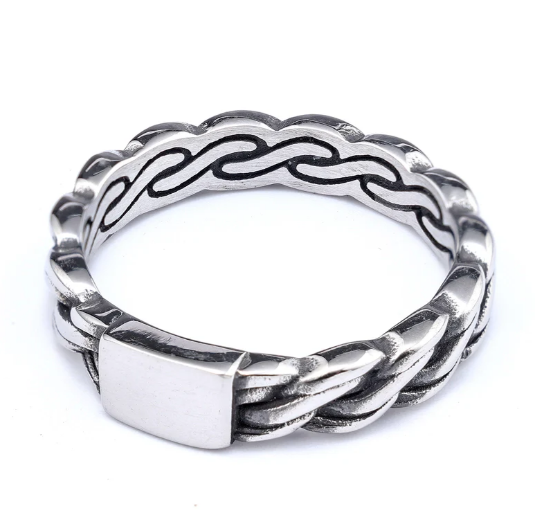Hip-Hop Streetwear Solid Color 304 Stainless Steel Men's Rings