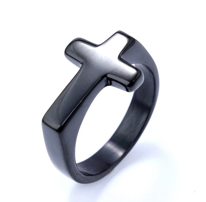Minimalist Streetwear Cross 304 Stainless Steel Men's Rings