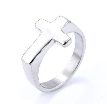 Minimalist Streetwear Cross 304 Stainless Steel Men's Rings