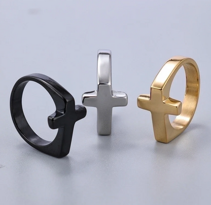 Minimalist Streetwear Cross 304 Stainless Steel Men's Rings
