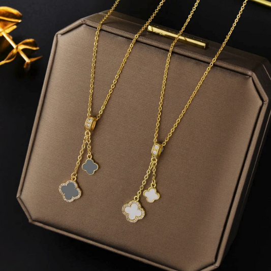 Luxury Titanium Steel Lucky Clover 18K Gold Plated Necklaces