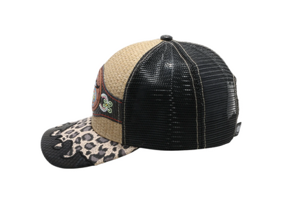 STRAW HAT COW SKULL NATURE/BLACK