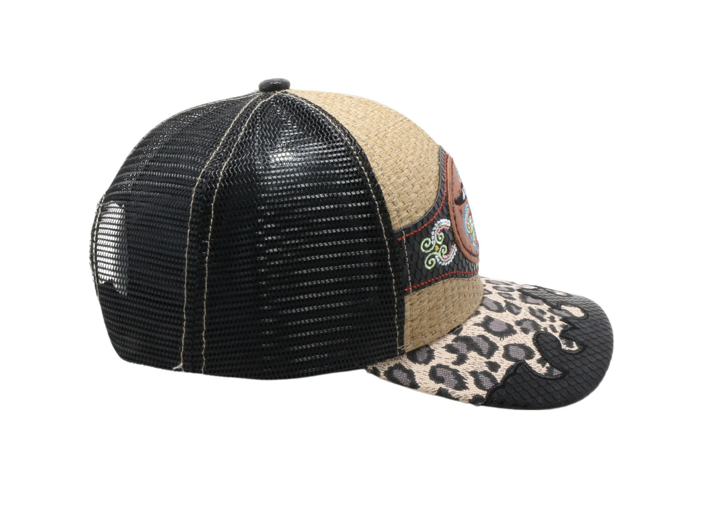 STRAW HAT COW SKULL NATURE/BLACK