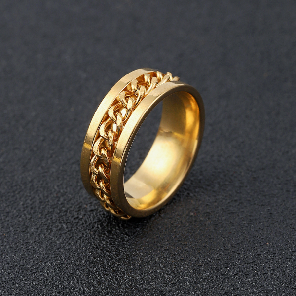 Modern Stainless Steel Rotatable Chain Ring For Men Spinner Decompression Ring Beer Bottle Opener Punk