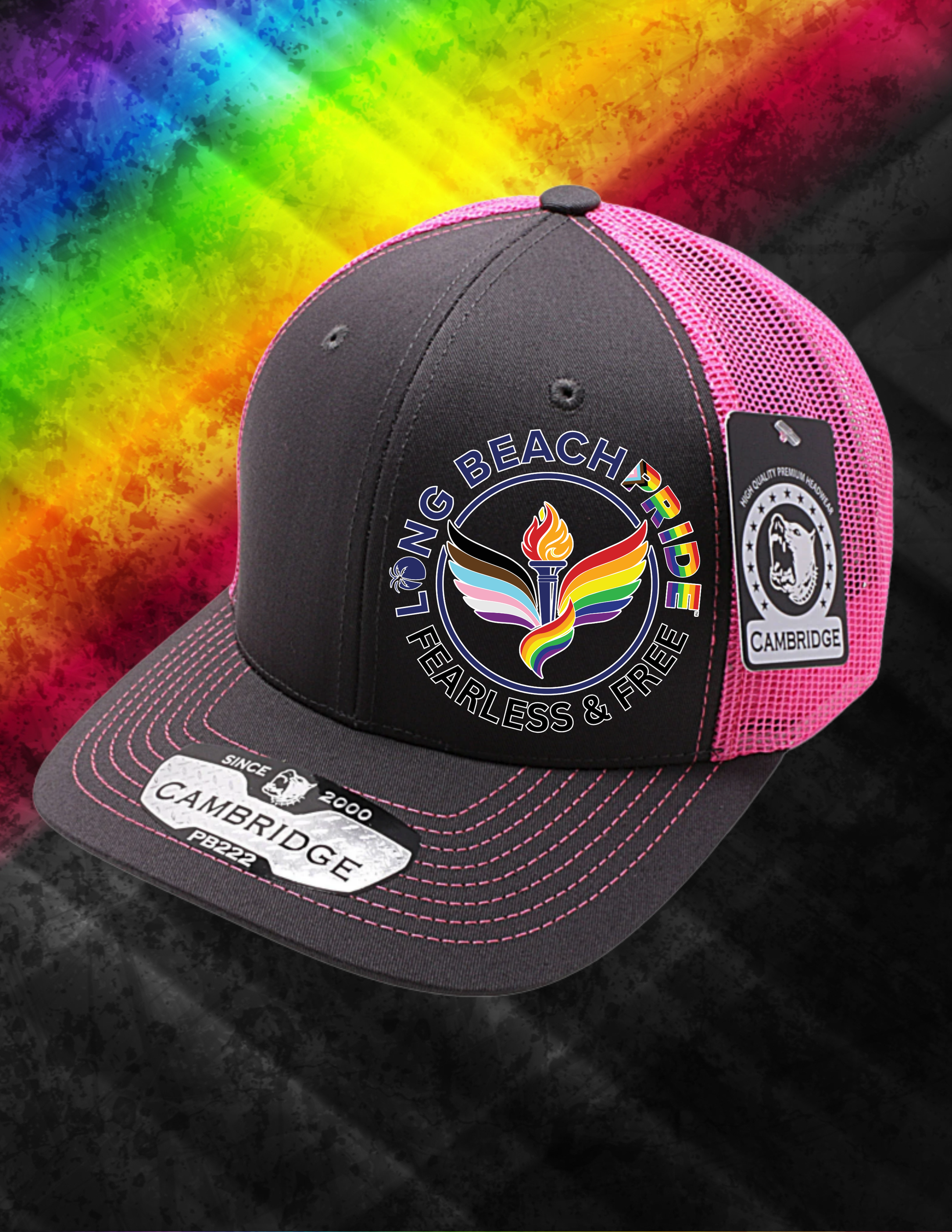 unisex pride hat styled for long beach pride event