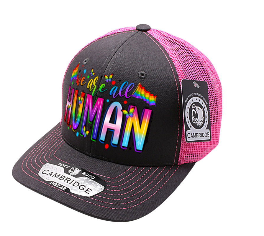 LGBTQ+ We are All Human Adjustable Trucker Cap Mesh Back Hat Dad Hat Trucker Hat for Men Women