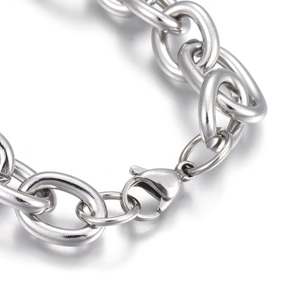 304 Stainless Steel 8mm Cable Chains Bracelets, with Lobster Claw Clasps,