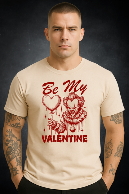 Model wearing Be My Valentine Valentine graphic T-shirt front view